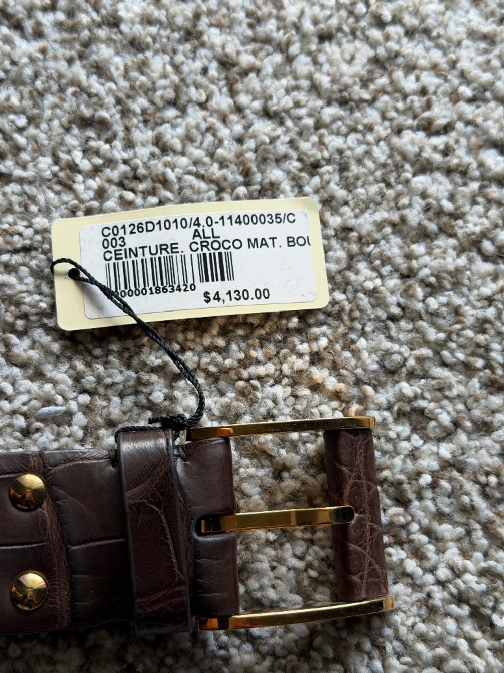 Zilli Brown Crocodile Belt 48/120 Brass Buckle – New with Tag